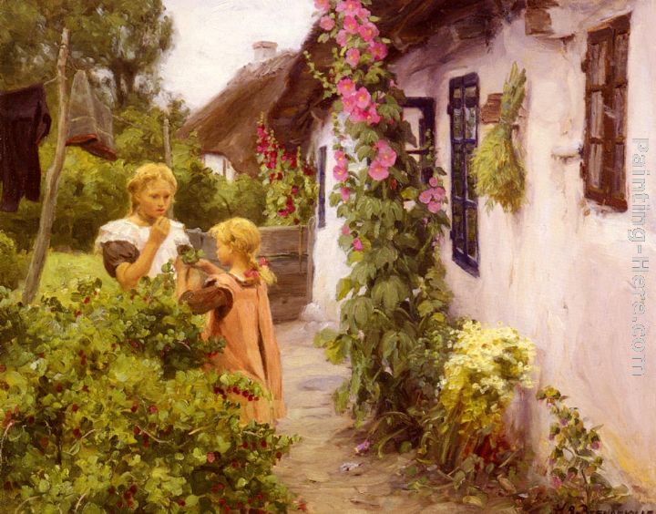 The Cottage Garden painting - Hans Anderson Brendekilde The Cottage Garden art painting